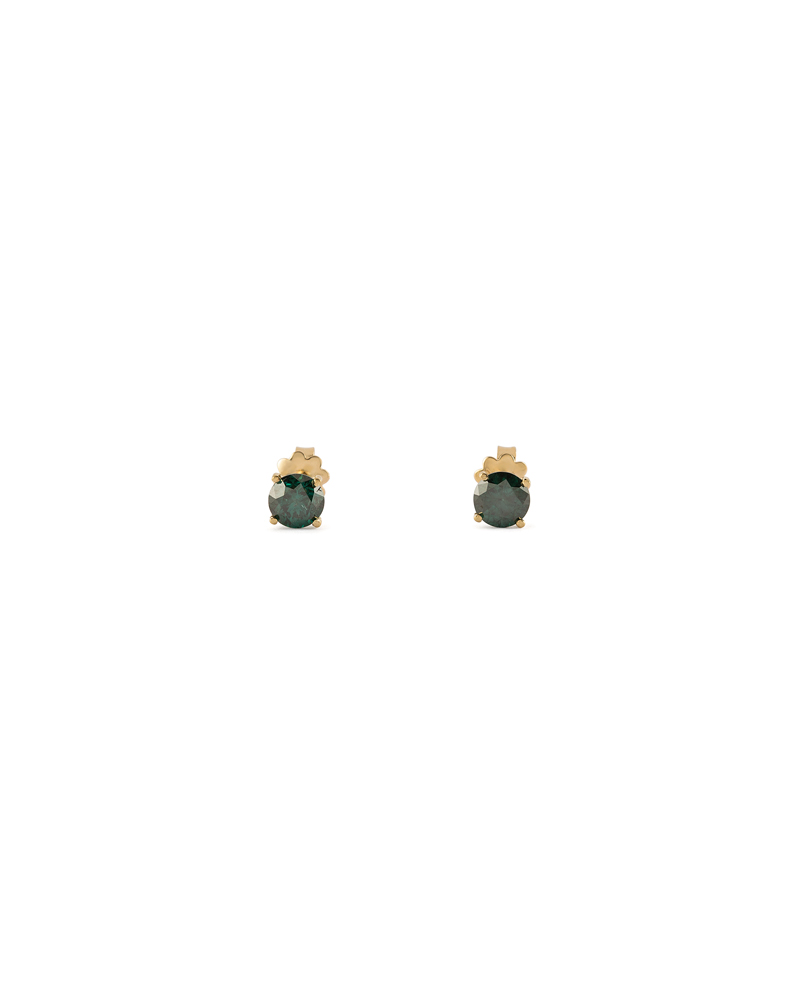Cercei stud din aur de 18k cu diamante naturale de culoare verde-albastrui