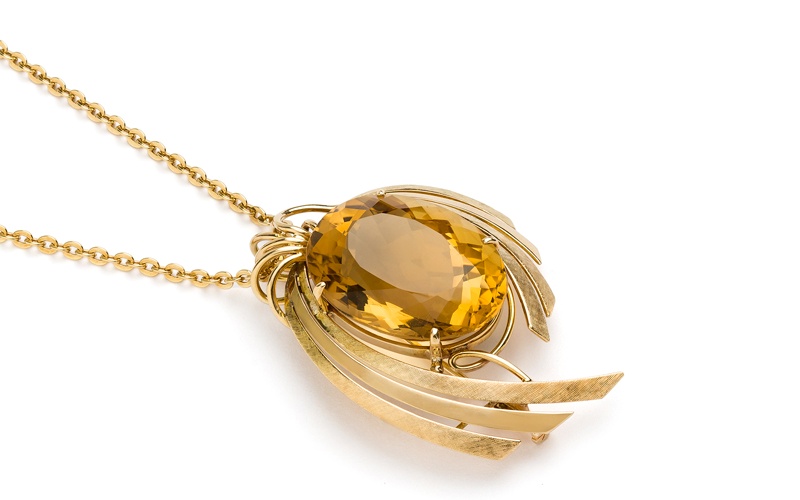 Colier Art Nouveau din aur de 18k cu citrin natural