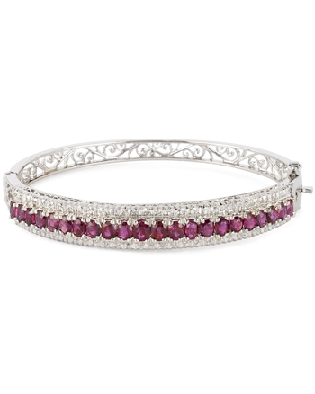 Bratara din aur alb de 14k cu rubine si diamante naturale