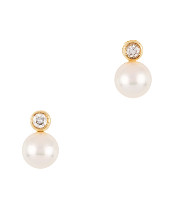 Cercei din aur de 18k cu perle Akoya si diamante naturale