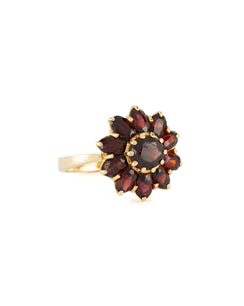 Inel vintage din aur de 18k cu granate naturale