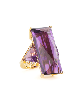 Inel din aur galben de 18k cu ametist si diamante naturale