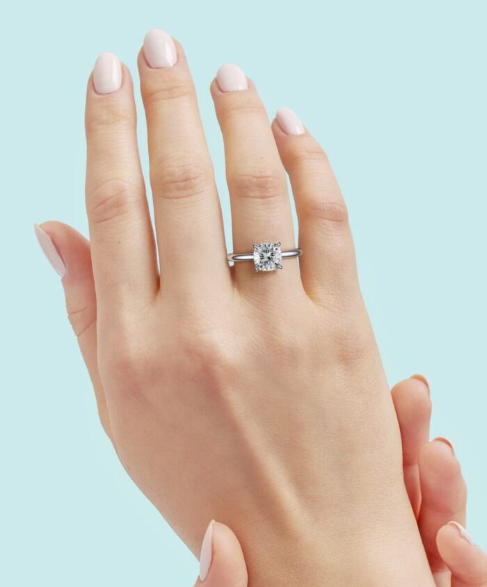 Inel de logodna Cushion cut diamond de 1ct din aur