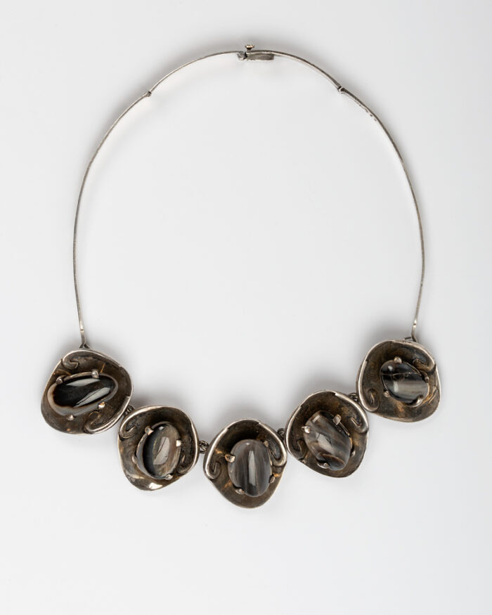 Colier vintage din argint cu agate naturale