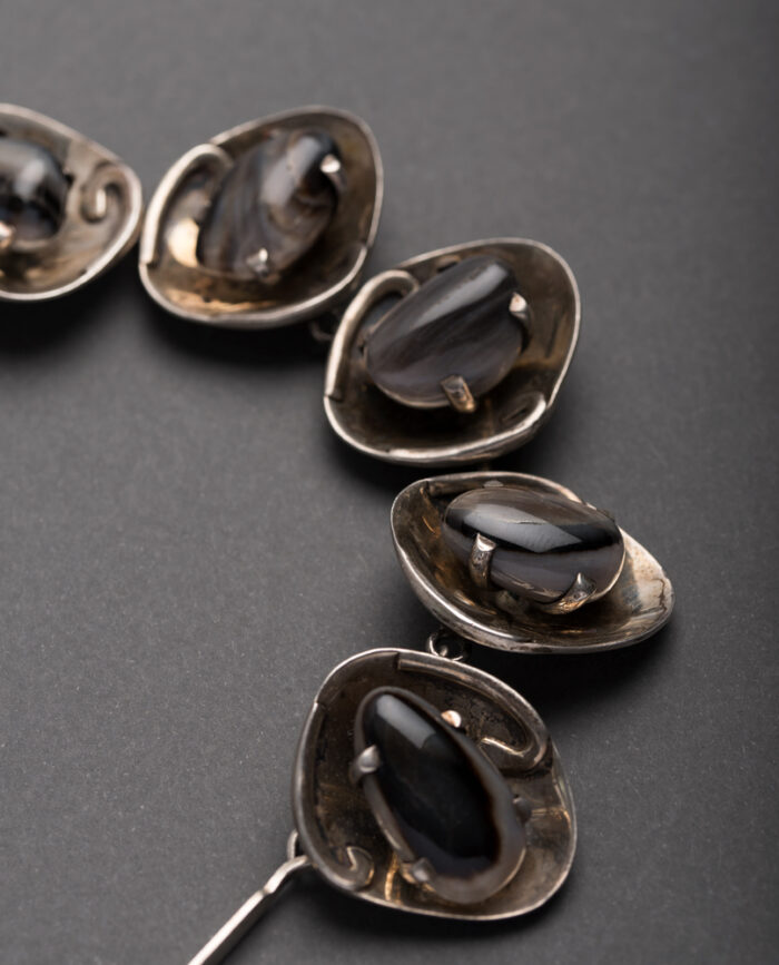 Colier vintage din argint cu agate naturale