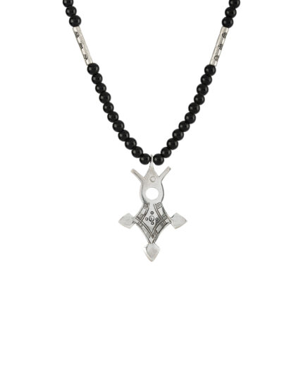 Colier tribal tuareg din argint si onix