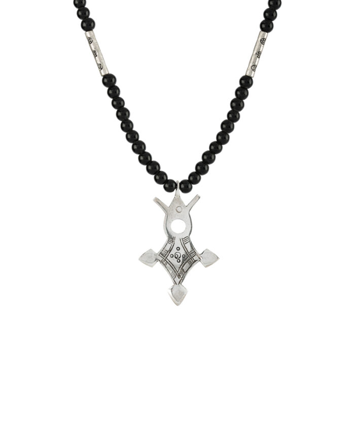 Colier tribal tuareg din argint si onix