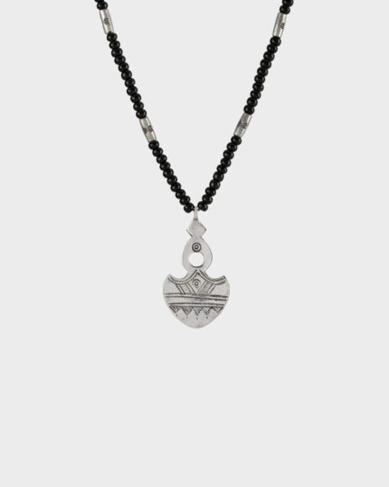 Colier tribal tuareg din argint si onix