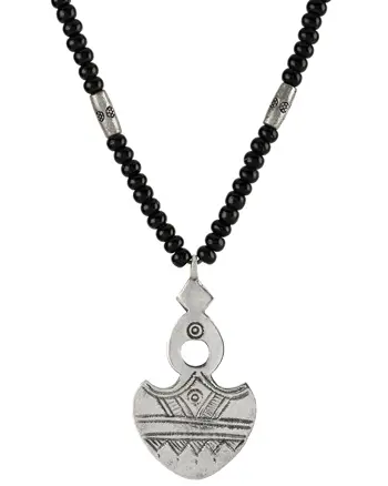 Colier tribal tuareg din argint si onix