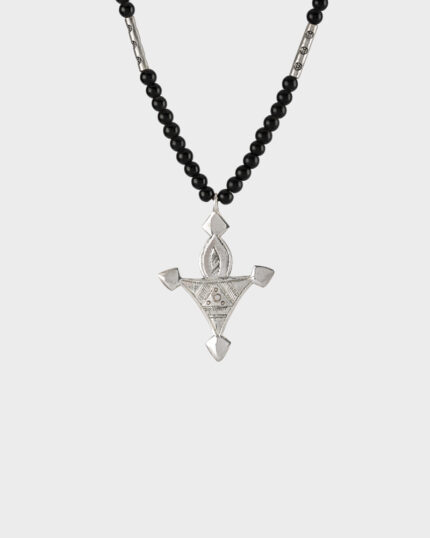 Colier tribal tuareg din argint si onix