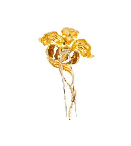 Brosa vintage din aur de 18k cu safire naturale