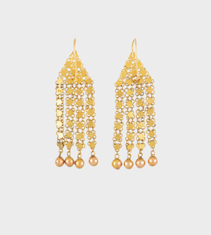 Cercei lungi vintage din aur de 14k