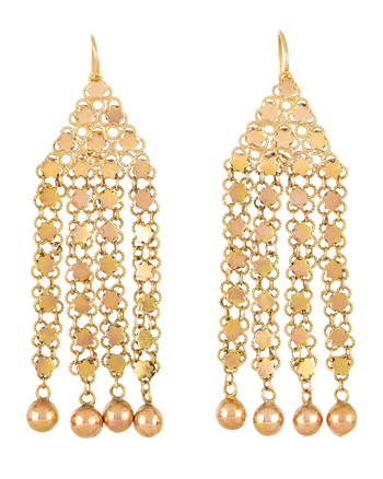 Cercei lungi vintage din aur de 14k