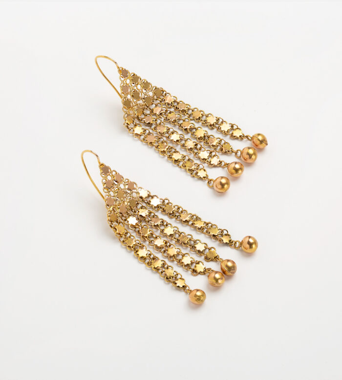 Cercei lungi vintage din aur de 14k