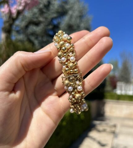 Bratara creatie din aur de 18k si perle naturale