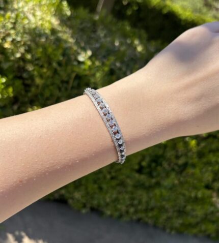 Bratara din aur alb de 18k cu diamante naturale