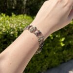 Bratara vintage din aur de 18k cu argint si rubine naturale