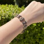 Bratara vintage din aur de 18k cu argint si rubine naturale