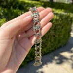 Bratara vintage din aur de 18k cu argint si rubine naturale