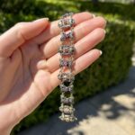 Bratara vintage din aur de 18k cu argint si rubine naturale