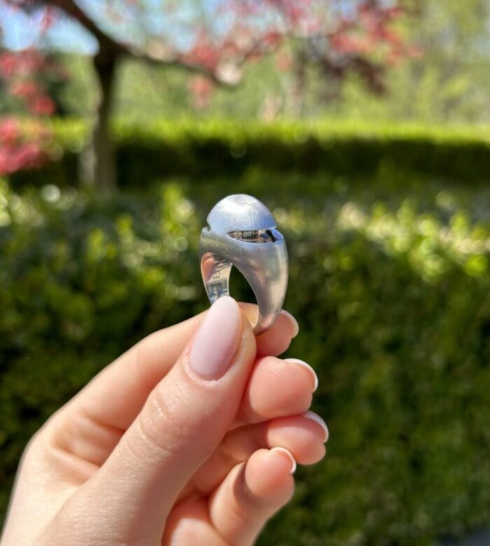 Inel original Bvlgari din aur alb de 18k