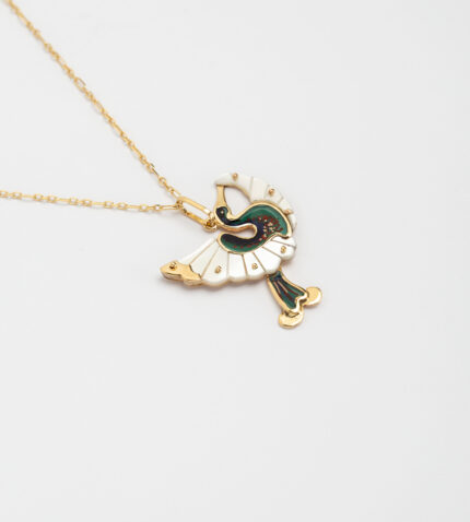 Colier creatie din aur de 18k cu email si sidef