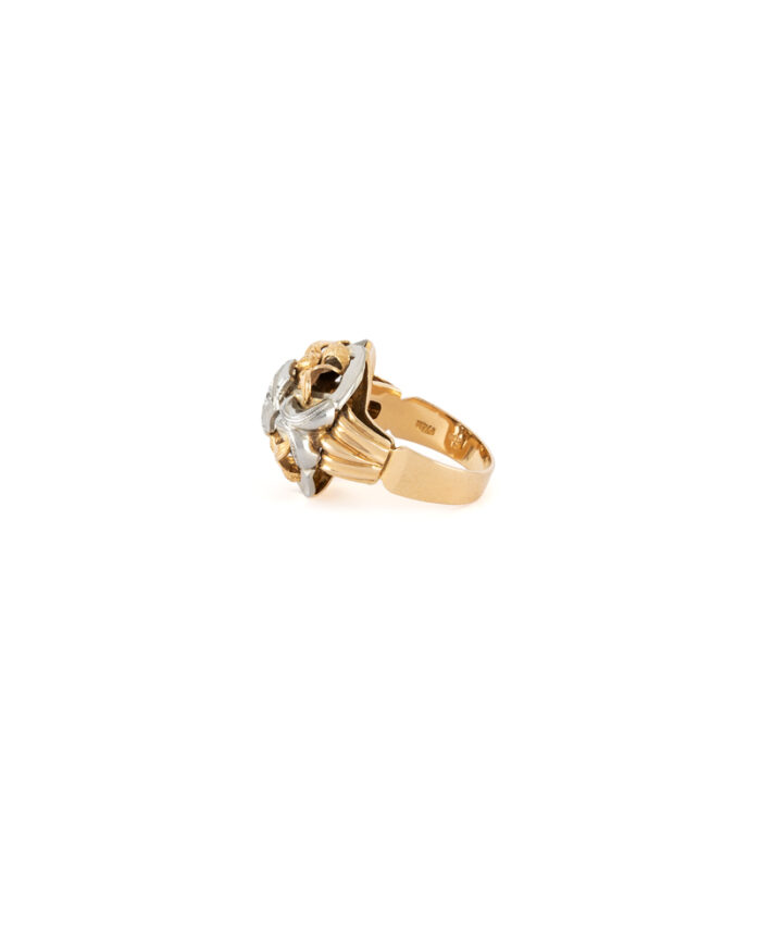 Inel Art Deco din aur de 18k si platina cu diamant natural