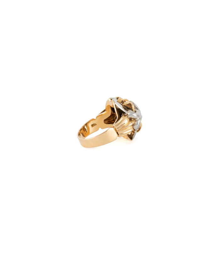 Inel Art Deco din aur de 18k si platina cu diamant natural