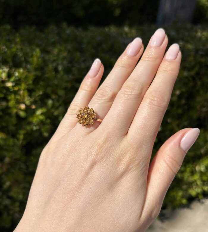 Set vintage 3 in 1 din aur de 14k si 18k cu citrin natural