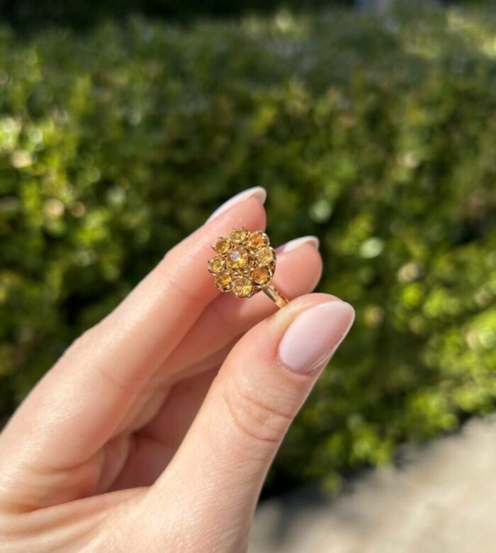 Set vintage 3 in 1 din aur de 14k si 18k cu citrin natural