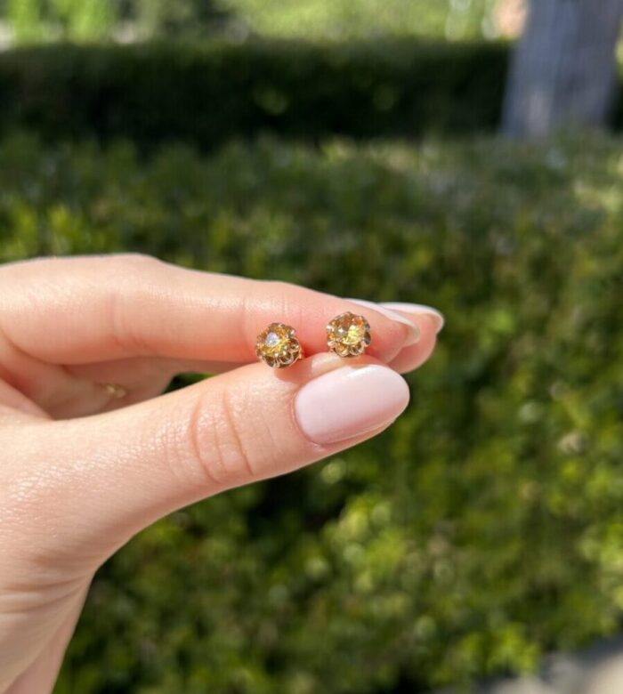 Set vintage 3 in 1 din aur de 14k si 18k cu citrin natural