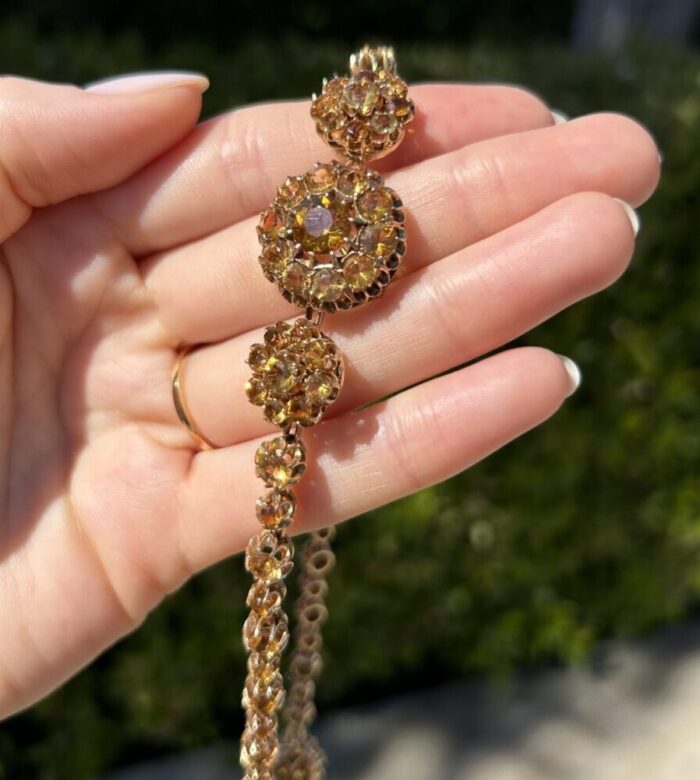 Set vintage 3 in 1 din aur de 14k si 18k cu citrin natural
