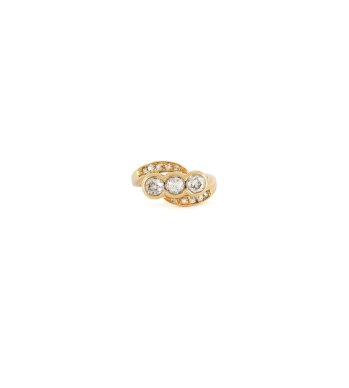 Inel vintage din aur de 18k cu diamante naturale