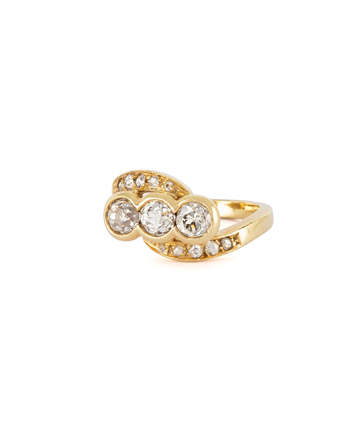 Inel vintage din aur de 18k cu diamante naturale