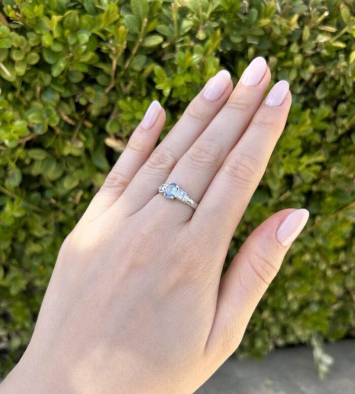 Set din aur alb si galben de 18k cu acvamarin si cubic zirconia
