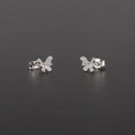 Cercei fluturasi din aur alb de 18k cu diamante naturale