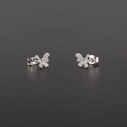 Cercei fluturasi din aur alb de 18k cu diamante naturale