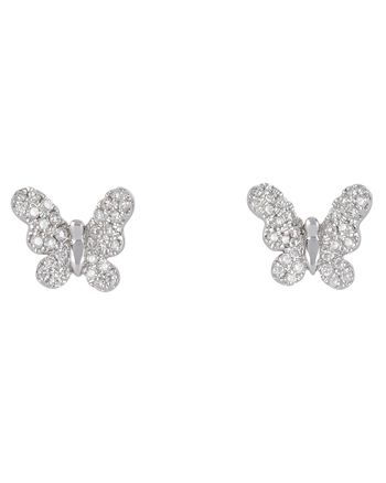 Cercei fluturasi din aur alb de 18k cu diamante naturale