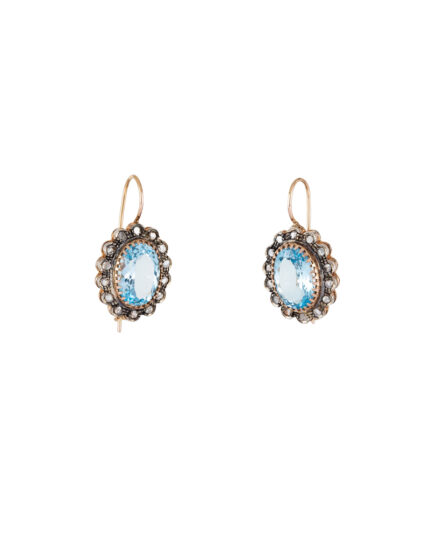 Set vintage din aur de 18k cu topaz si diamante naturale