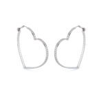 Cercei inima din aur alb de 18k cu diamante naturale de 5ct