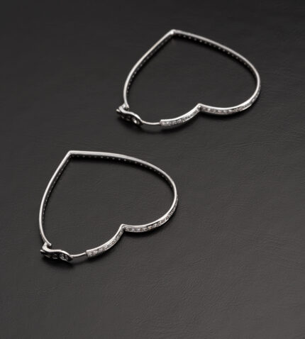 Cercei inima din aur alb de 18k cu diamante naturale de 5ct
