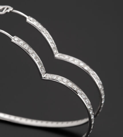 Cercei inima din aur alb de 18k cu diamante naturale de 5ct