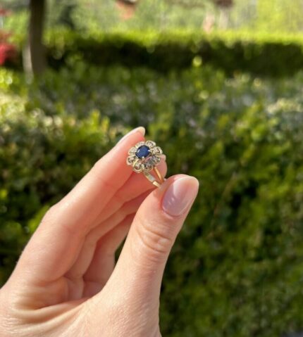 Inel din aur de 18k cu safire si diamante naturale