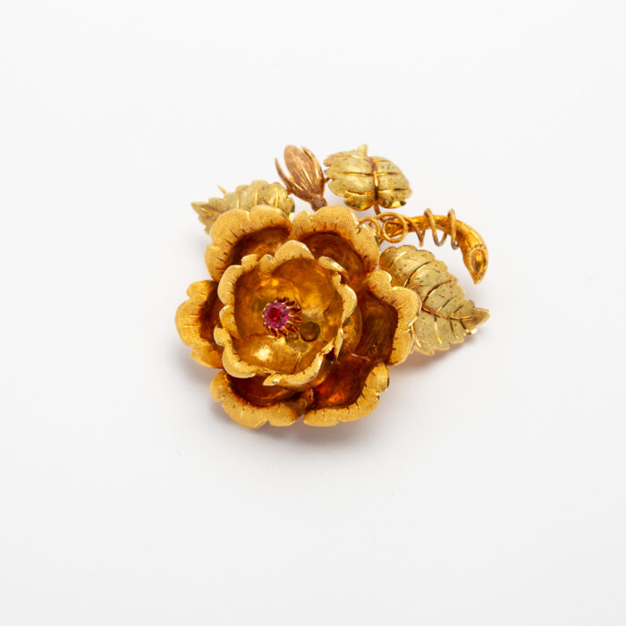 Brosa vintage din aur de 18k