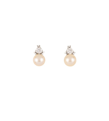 Cercei vintage din platina cu perle si diamante naturale