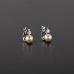 Cercei vintage din platina cu perle si diamante naturale