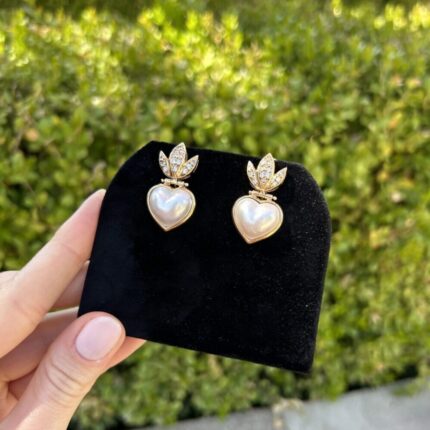 Cercei din aur de 18k cu perle si diamante naturale