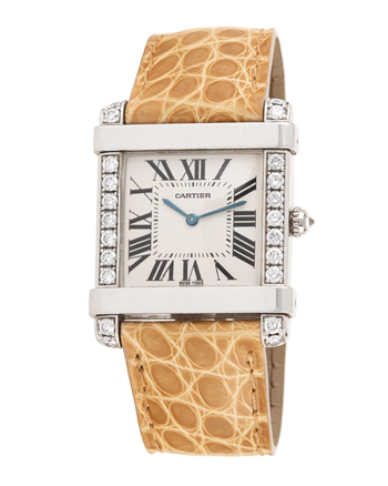 Ceas original Cartier, mecanic, din platina cu diamante naturale