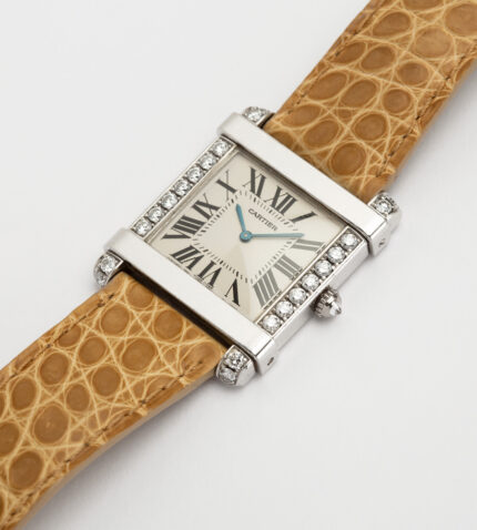 Ceas original Cartier, mecanic, din platina cu diamante naturale