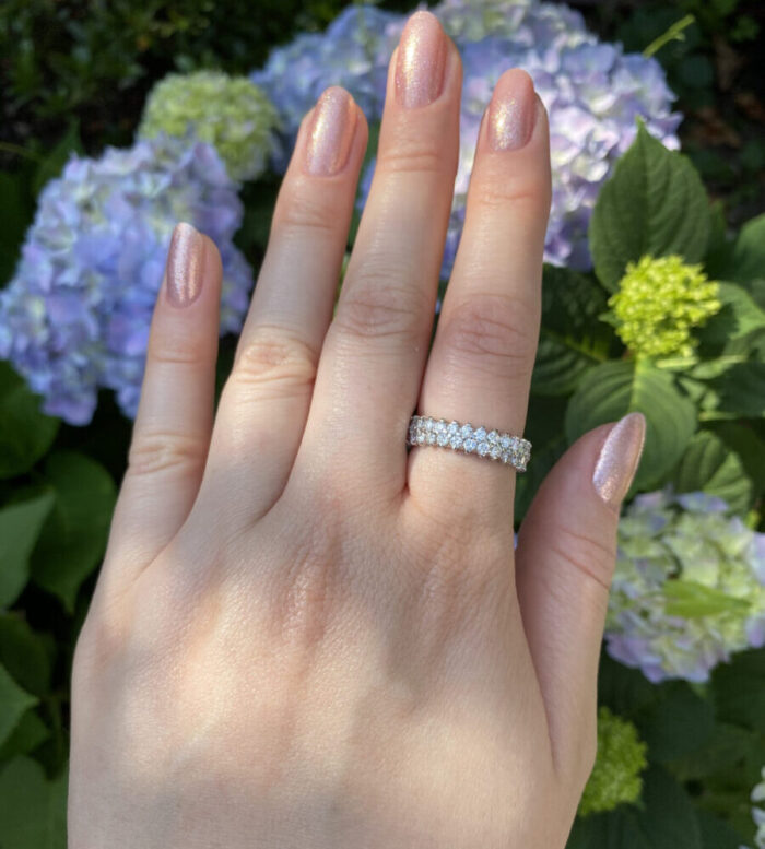 Inel Eternity din aur alb de 18k cu diamante naturale
